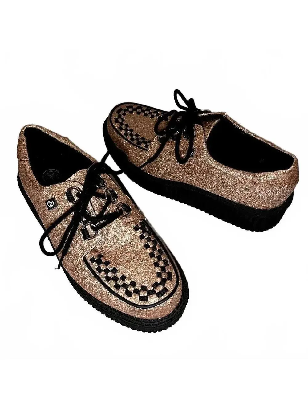 T.U.K. Anarchic Rose Glitter 3 D-Ring Creepers T2266 Men’s 6 Women’s 8